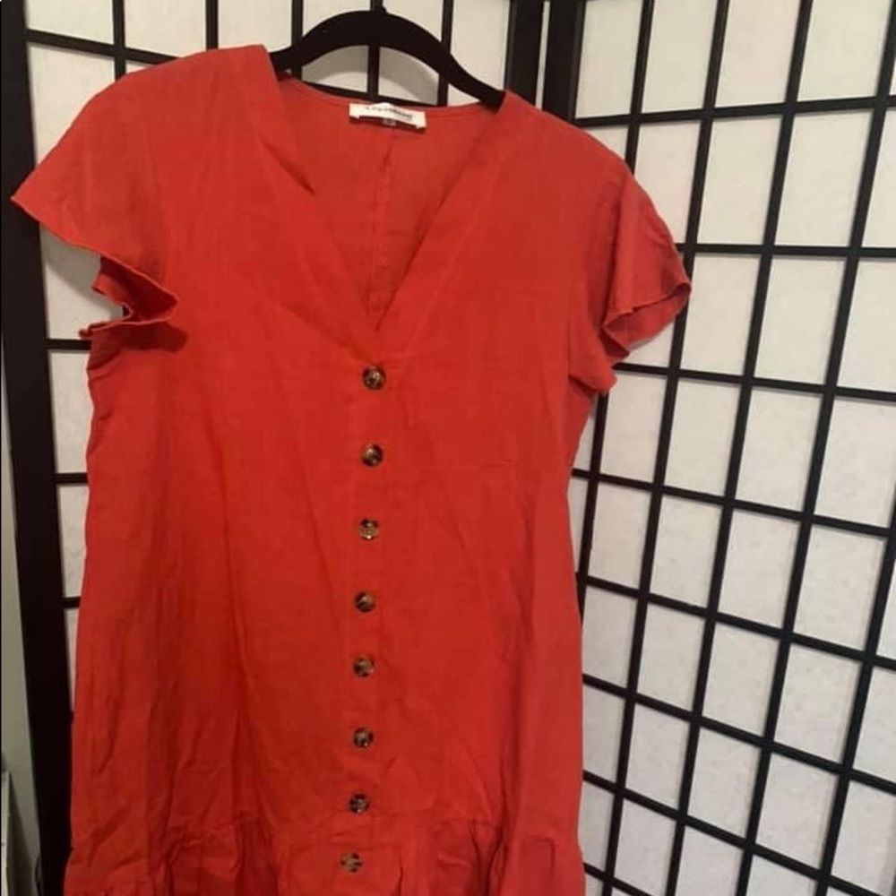 Orange Button Down Dress